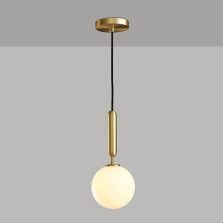 D150mm hand blown glass ball shade suspended lamp in brass light fixture