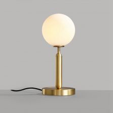 hand blown opal white globe glass D150cm table lamp in brass finish for bed side or written desk